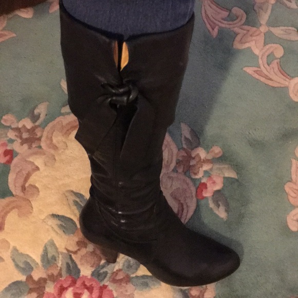 Vera cuoio boots 3 inch heel black leather Sz 8 - Picture 5 of 8